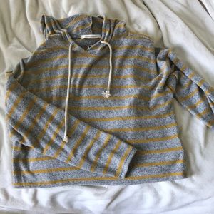 Yellow & gray striped hoodie